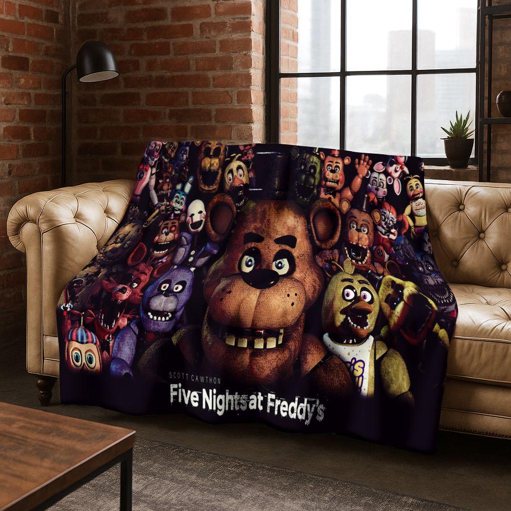 Coperta in flanella 3D F-FNAF Gioco Cartone Animato Morbida Calda Plaid per Letto Camera da Letto Soggiorno Viaggio Campeggio Picnic Regalo