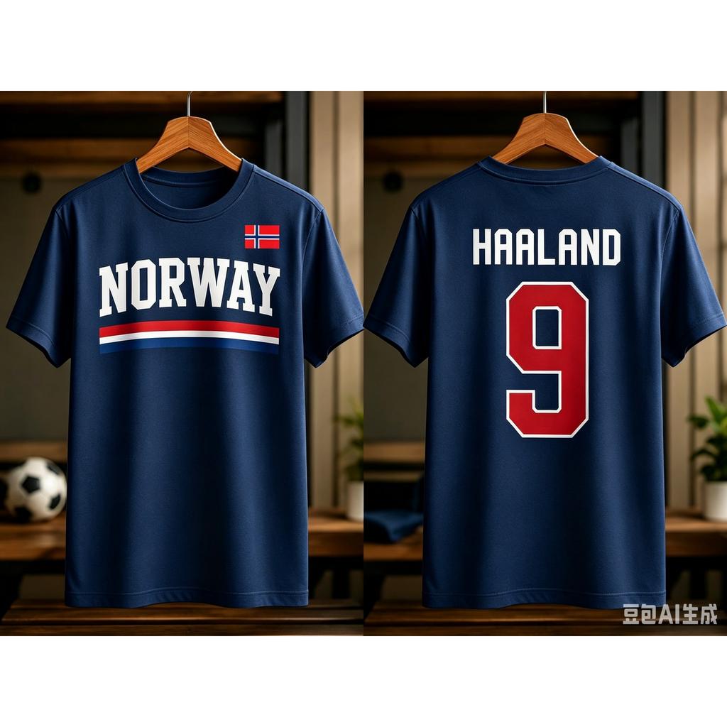 Erling Haaland Norway Football T-shirt Men Women Summer  Clothing Fashion High Quality Short Sleeved Top Streetwear