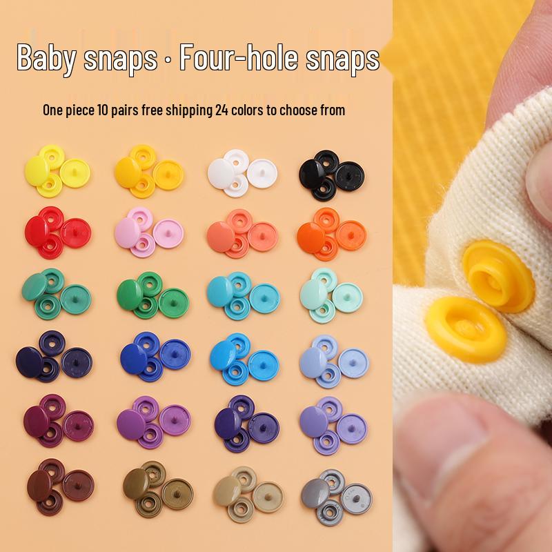 

Snap Button Baby Clothes: Four-Hole Invisible Resin Buckle for Babies, No-Sew Design. T3 Thin Fabric - Color 1 (10 sets)