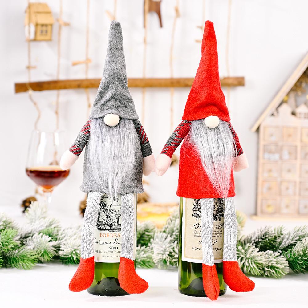 Delightful Wine Christmas Bottle Cover With No Face Doll And Hanging Legs Festivity For