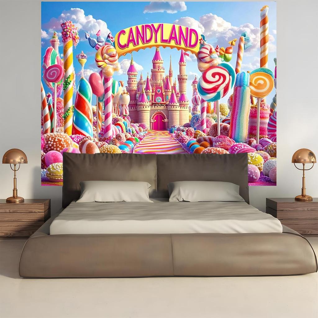 1 Piece of 2D Flat Banner - 2D Colored Seaside Castle Background Banner Decoration, Suitable As a Background for Family Photos