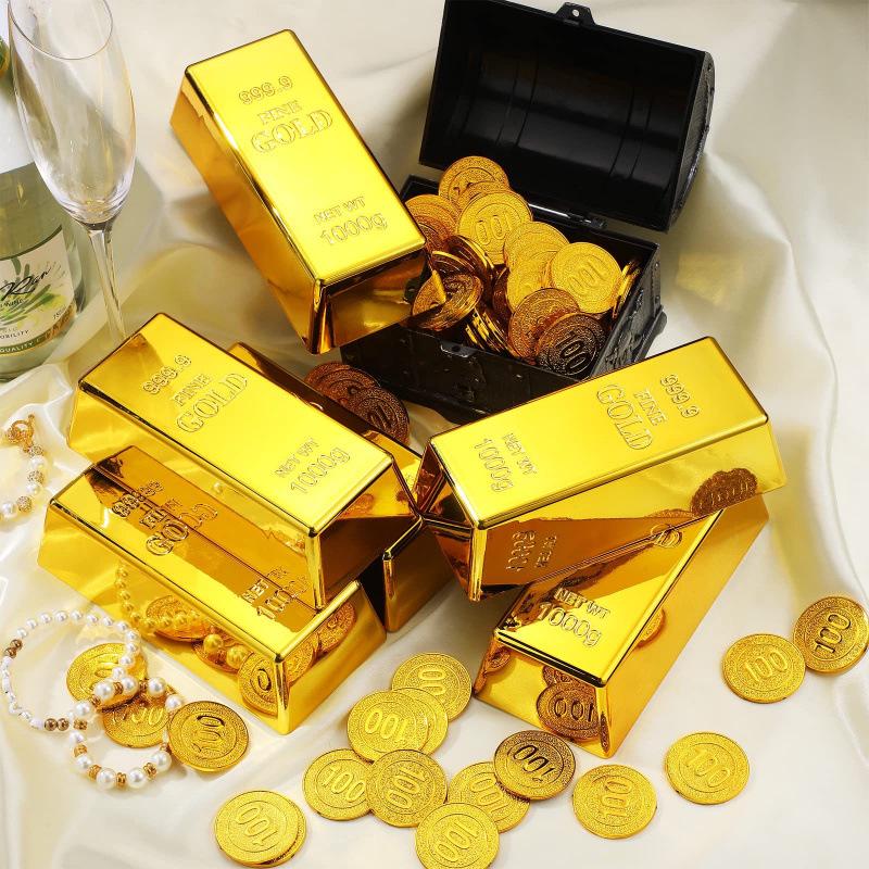 Gold Bar Electroplated Ornament for Decoration and Photography