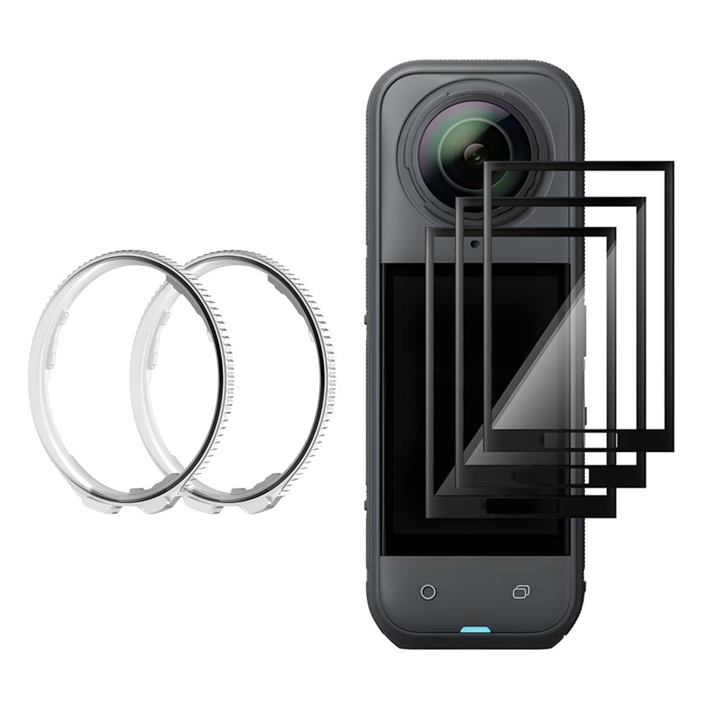 5in1 for Insta360 X5 Optical Glass Rotating Lens Camera Protector Screen Protector Kit HD Anti-scratch Films for Insta 360 X5