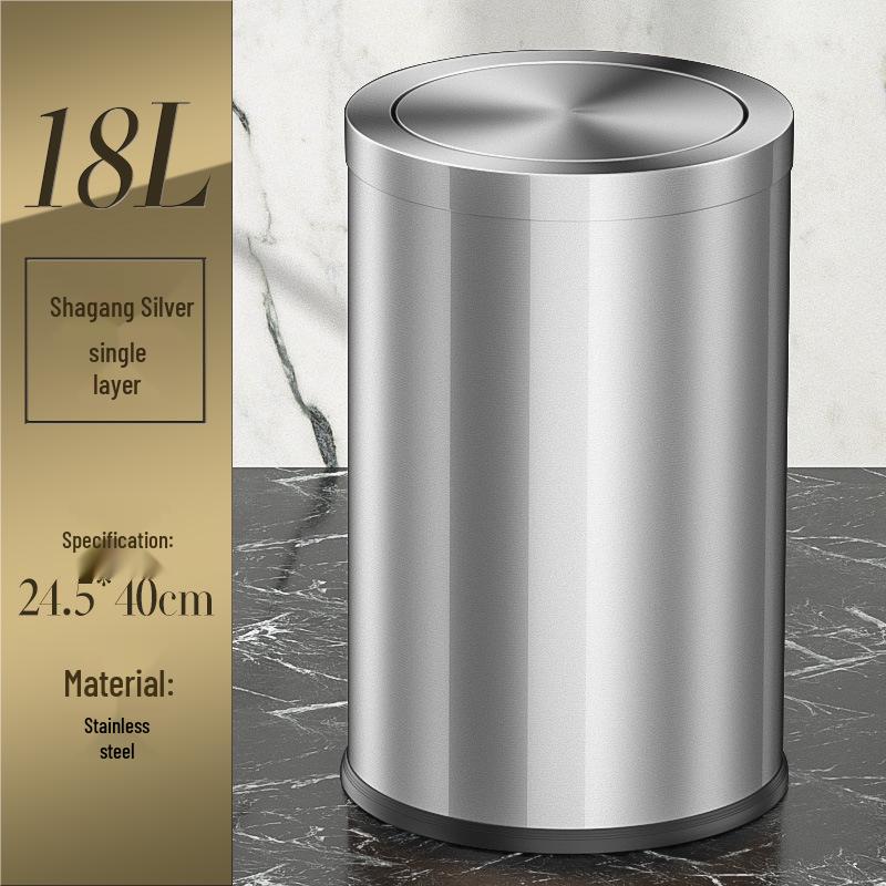 Stainless Steel Swing Lid Trash Can for Home and Kitchen, Light Luxury Design for Bathroom and Living Room.