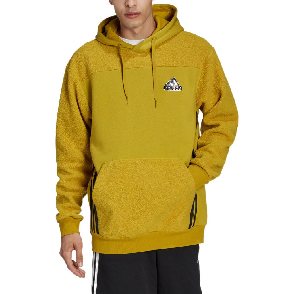 adidas Essentials Fleece Hoodie With Drawstring Men Sweatshirt Yellow HL6903