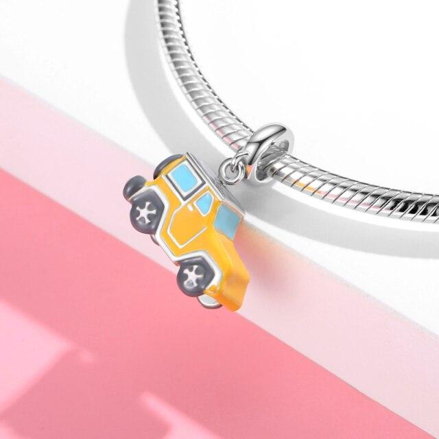 Car Club Series 925 Sterling Silver Beads Shop Car Fire Truck Truck Jeep Excavator Diy Bead Fit Bracelet Jewelry