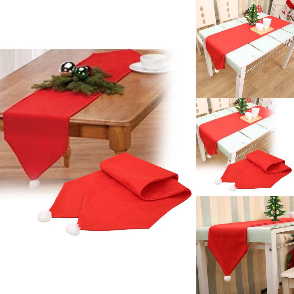 Vibrant Red Christmas Table Runner Christmas Decoration Nonwoven Fabric Tablecloth