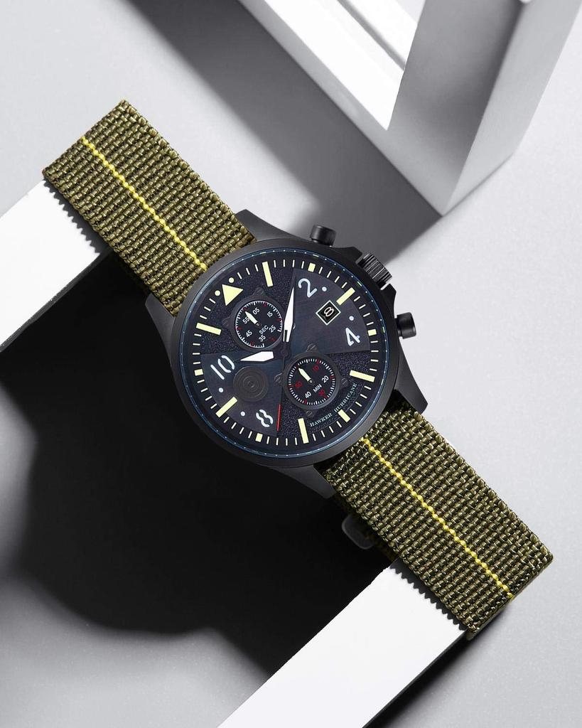 BINLUN Elastic Nylon Watch Waterproof Military Replacement Watch Strap with Hook and Loop for Men and 22mm Improved Band, Women, Silver/Black Buckle,