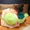 25-45cm Green Pink Frog with Lotus Leaf Plush Toys Cartoon Animal Doll Stuffed Soft Pillow for Children
