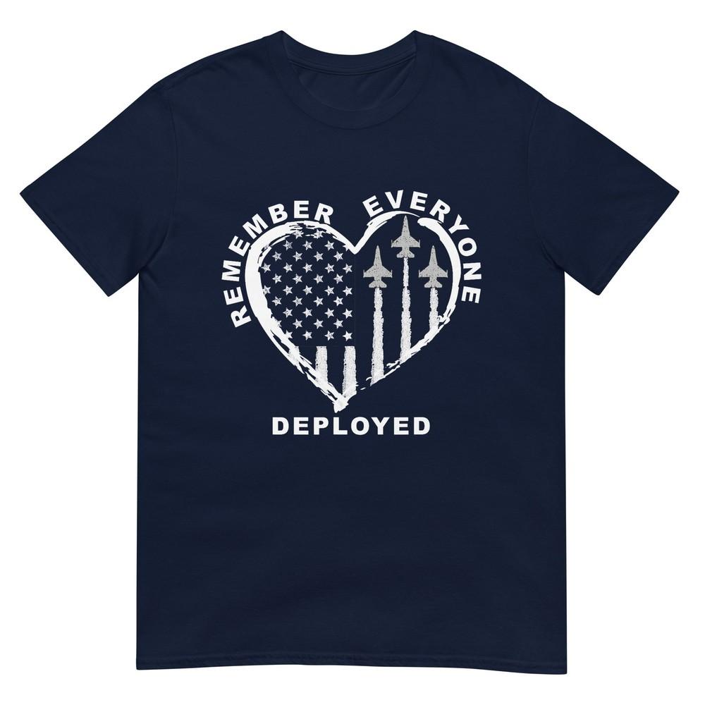Red Friday Remember Everyone Deployed Military Heart Jet TShirt S