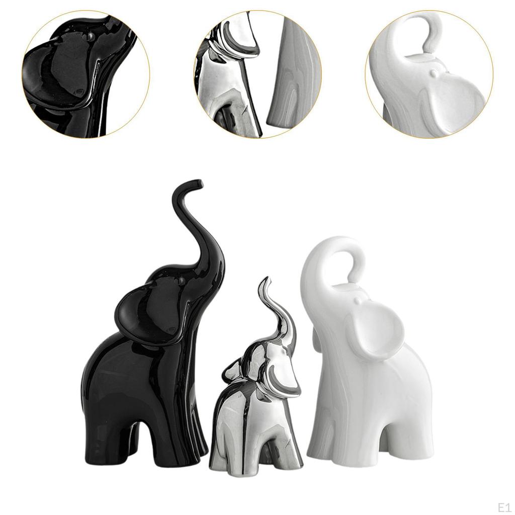 3 Pieces Elephant Sculptures Office Living Room Gift Home Decor Collectible Family
