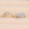 Niche Design Two-Tone Gold & Silver Rhinestone Feather Wheat Ear Open Ring for Women