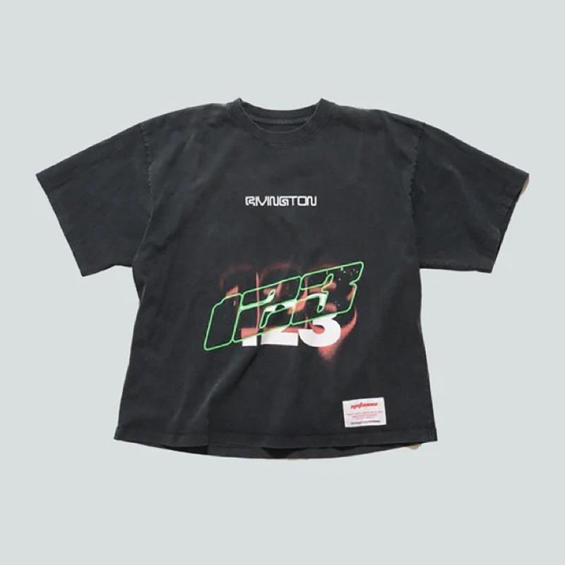 26ss Streetwear Red Gradient Logo Rrr123 T Shirt Unisex Unisex Unisex 100 Cotton Fluorescent Green Rrr123 Tshirt Oversized Tee