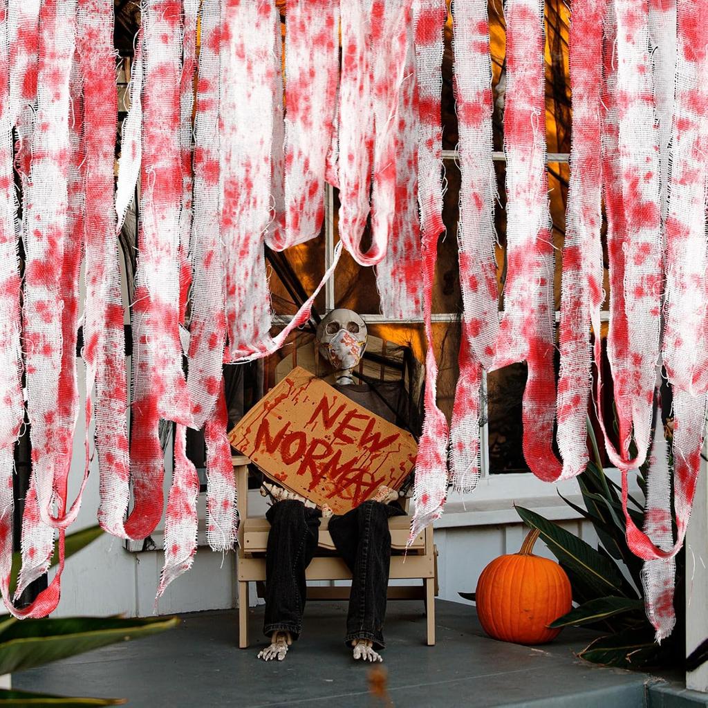 Spukhaus Blutiger Horror Dekor Verband mit Flecken Warnband Isolierbarriere Tatort Kulisse Terror Dekoration