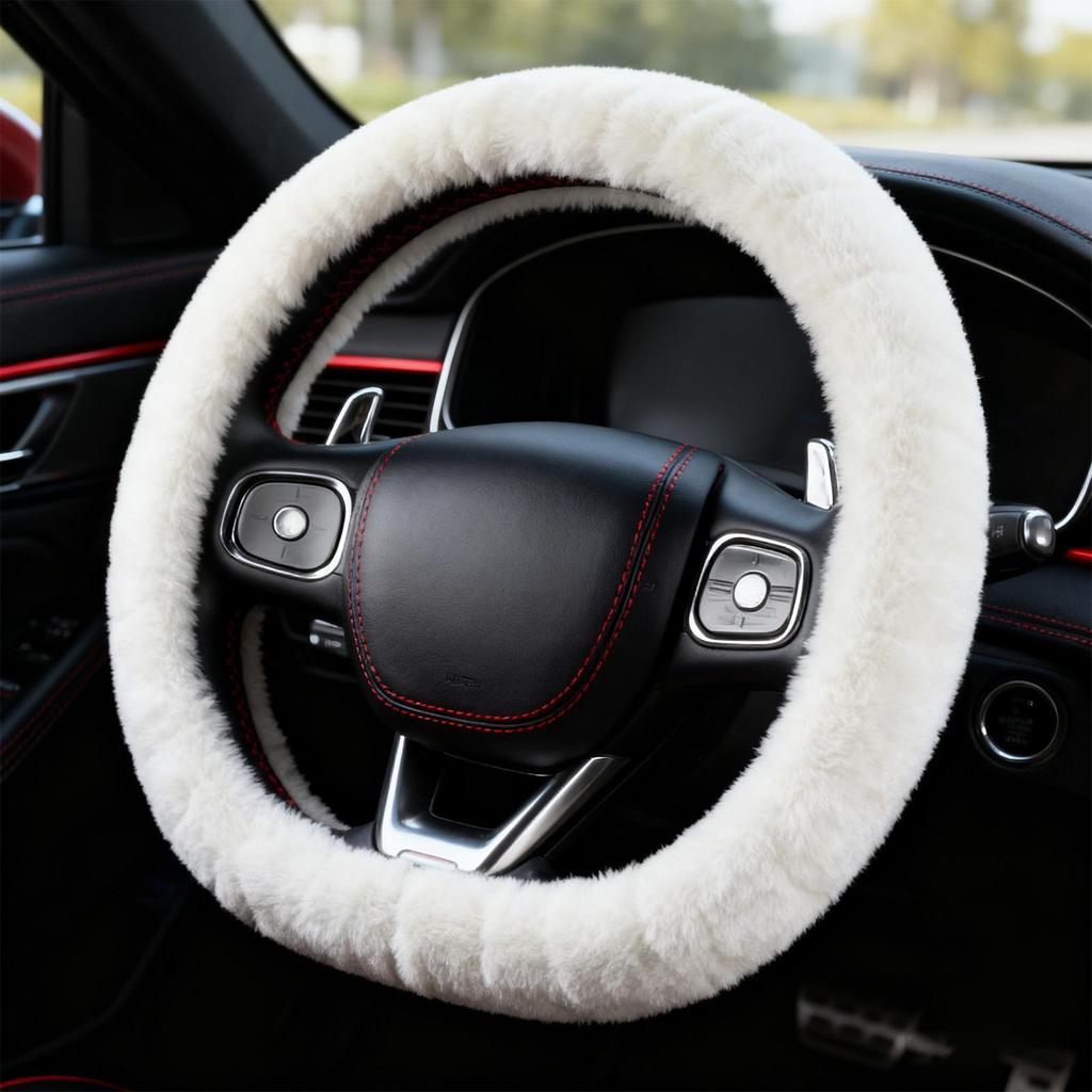Steering Wheel Cover Women Precise Fit Anti-Slip Winter Velvet Covers For Steering Wheel For Trailer Truck Sedan Pickup