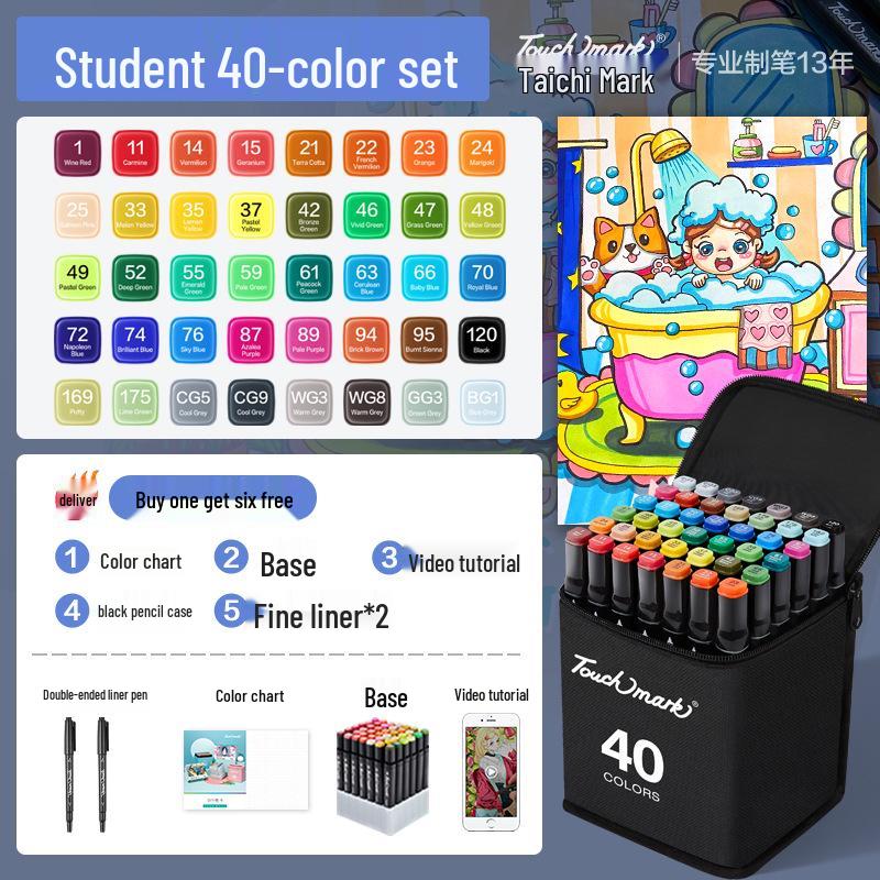 Touchmark 168-Color Alcohol-Based Marker Set with Durable Tips for Students