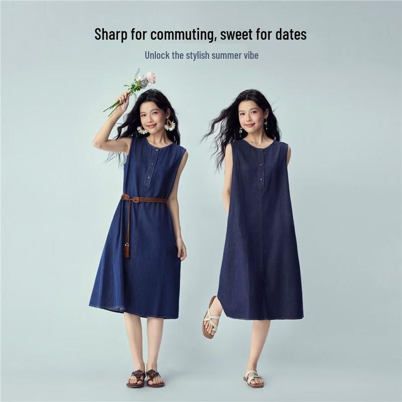 Giordano Washed Denim Sleeveless Dress