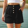 Women High Waist Casual Shorts Button Front Loose Fit Summer Beach Shorts with Pockets for Daily Wear and Relaxed Outings