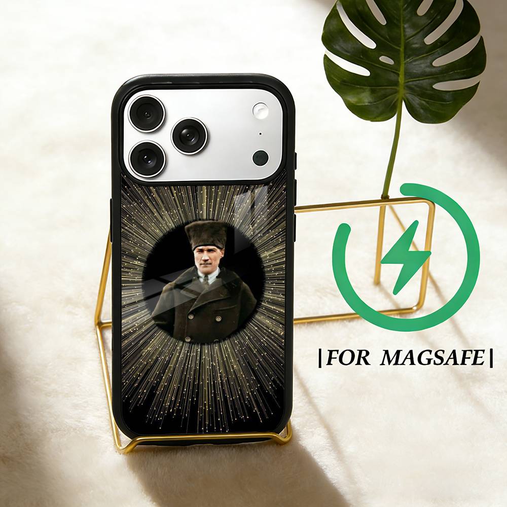 

M-Mustafa Kemal A-Ataturk Phone Case For iPhone 17 16 15 14 13 12 Pro Max Plus for Magsafe Mirror Wireless Magnetic Cover iPhone14PROMAX