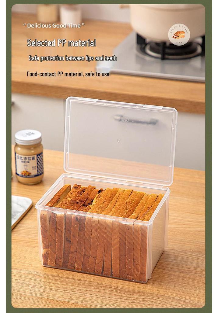 Transparent Food-grade Plastic Storage Box with Lid for Bread & Cereal