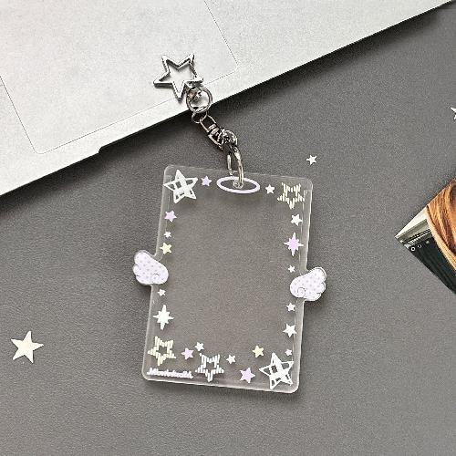 Color Angel Wings Small Card Holder Acrylic Hard Card Holder Angel Small Card ID Card Film Card Holder