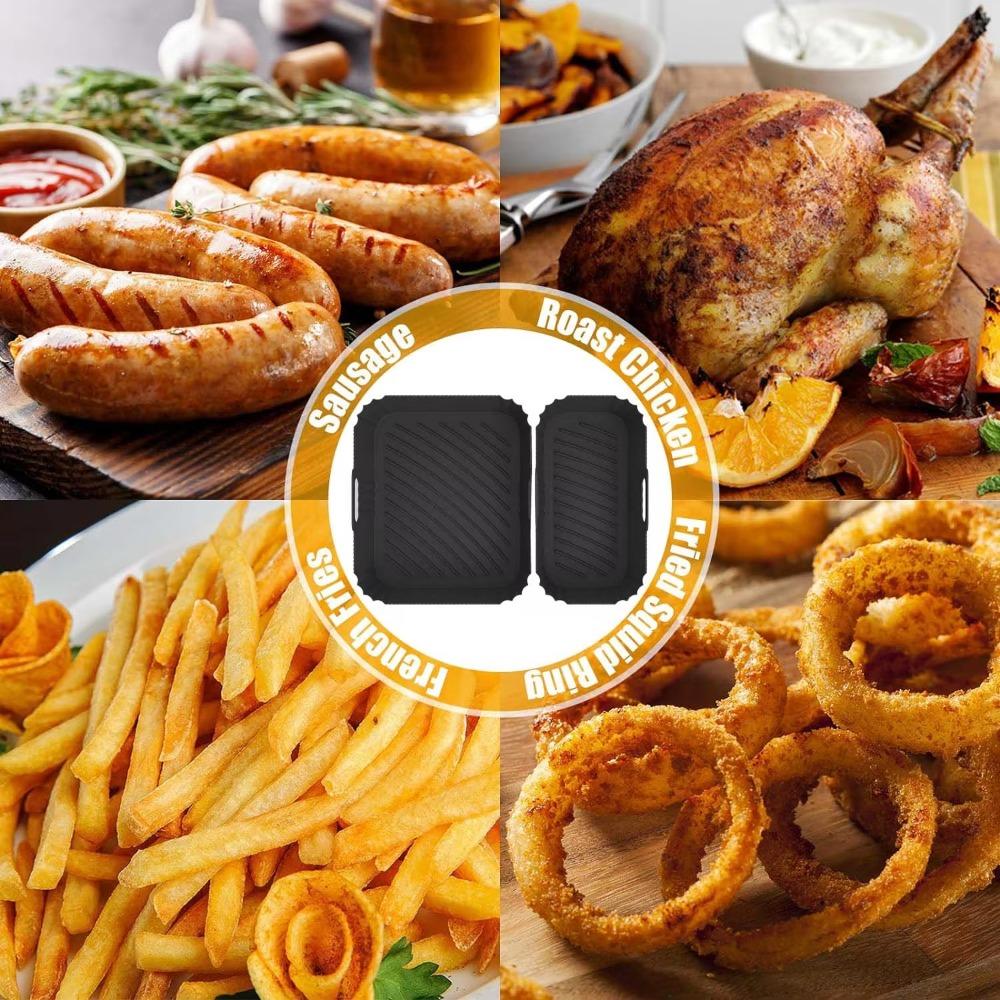 2Pcs/Set Silicone Air Fryer Liner Anti-stick Design Air Fryer Pan Air Fryer Baking Tray  Oven