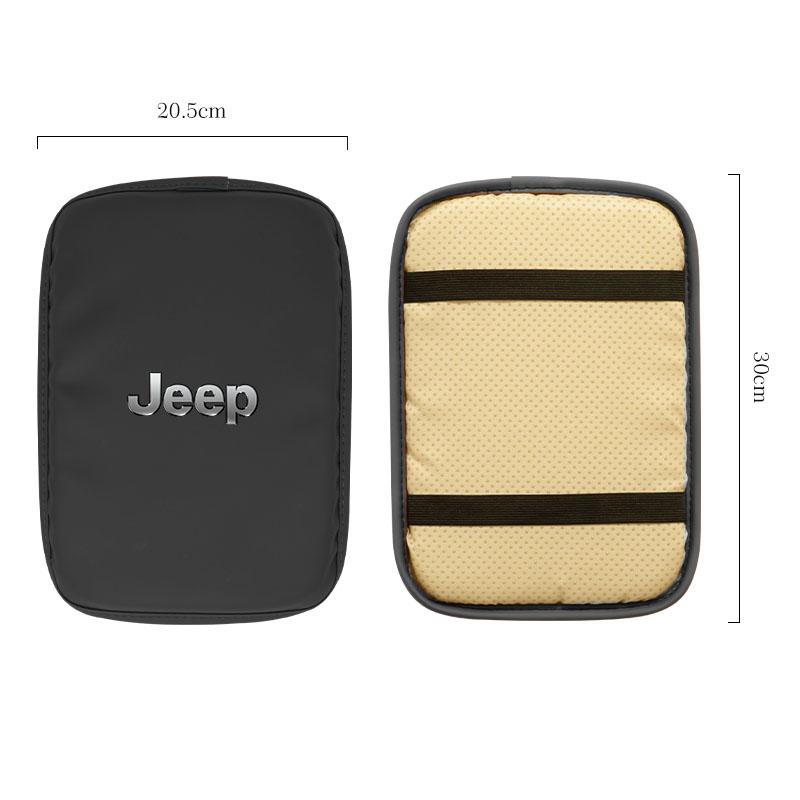 Leather Car Armrest Mat Auto Interior Arm Rest Storage Box Pad For Jeep Grand Cherokee Wrangler JK Gladiator Compass Renegade Pa AKZ1
