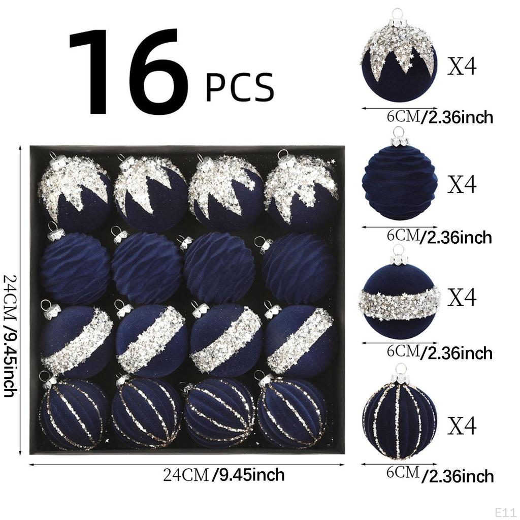 16 Stück Samt Weihnachtskugel Ornamente Dekoration Heimdekor Bruchsicher Dekorativ