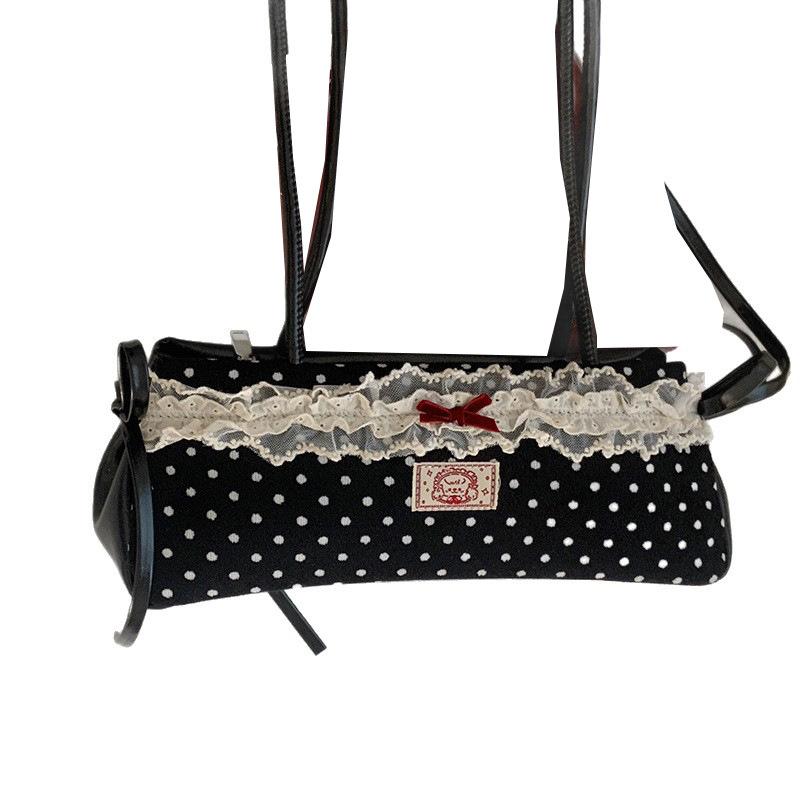 French Niche Girly Lace Underarm Bag Women's 2025 New Simple Polka Dot Print Shoulder Bag