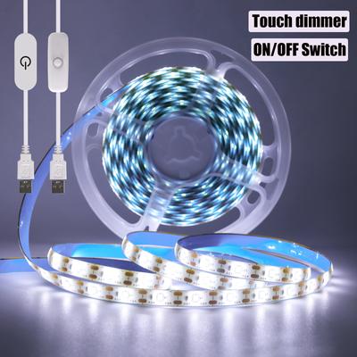 DC 5V USB Led Strip With Touch Dimmer/ON/OFF Switch TV Backlight Flexible Ribbon Tape Lamp For Home Decor White/Warm White/Blue