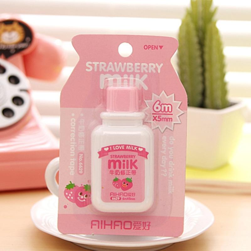 1 Piece Cute Kawaii Cartoom Milk Bottle Correction Tape Stationery Office School Supplies