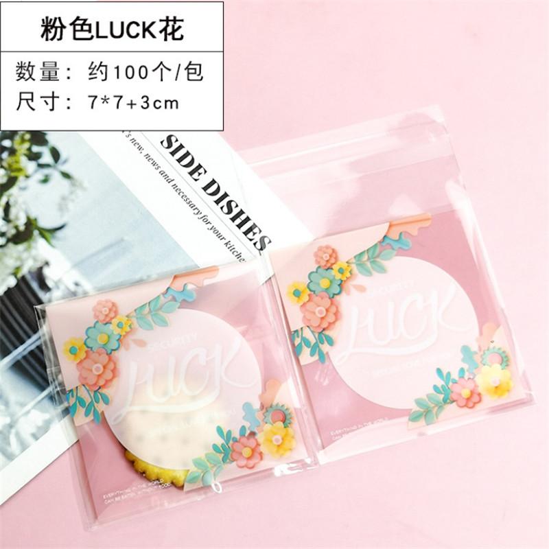 100 Pcs 7x7+3cm Plastic Cartoon Self-Adhesive Bag Bakery Packaging Cookie Snack Candy Bags For Wedding Party Gift