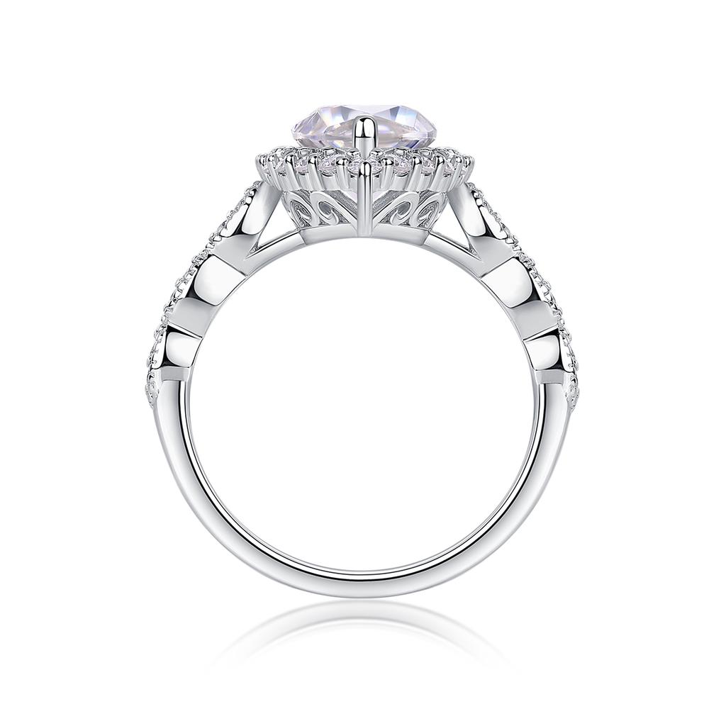 Factory Price Jewelry New Design Luxury S925 Silver Women Fine Rings 3ct Marquise Cut Moissanite Ring