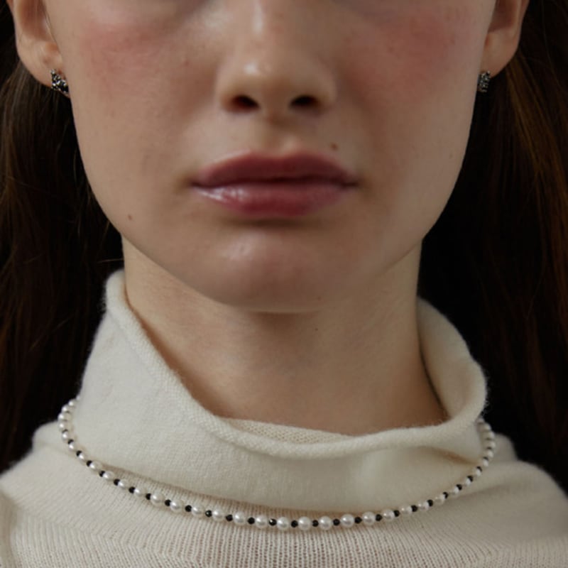 LOVE ME MONSTER Pearl & Onyx Mix Necklace (L244MNK010)