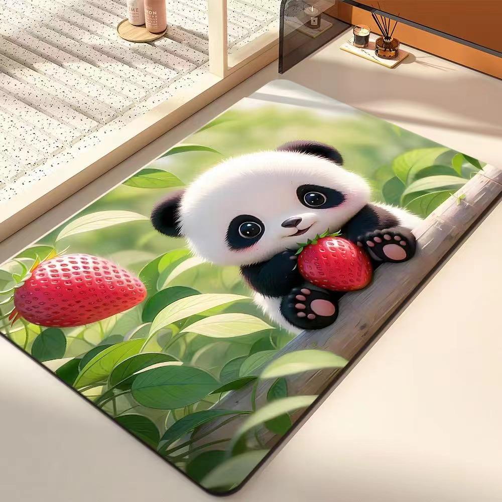 Cartoon Cute Panda Bathroom Floor Mat Household Toilet Non-slip Quick Dry Diatom Mud Door Mat Absorbent Soft Foot Mat