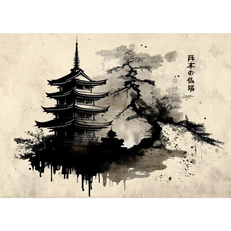 Japanisches Samurai Leinwandgemälde Wandkunst Charakter Poster und Drucke Heimdekorationsbild für Wohnzimmer Schlafzimmer Ästhetisch