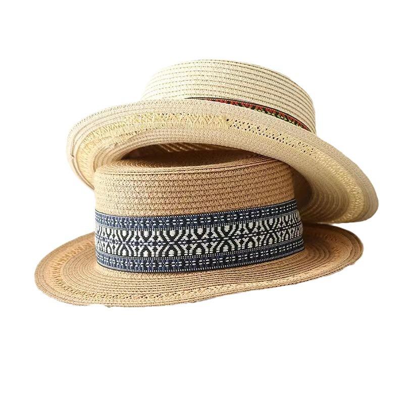 Französischer Vintage-Sonnenhut aus Stroh – stilvolle flache Krempe mit zeitlosem Charme – ultimativer Sonnenschutz für Freizeiturlaube und Outdoor-Abenteuer