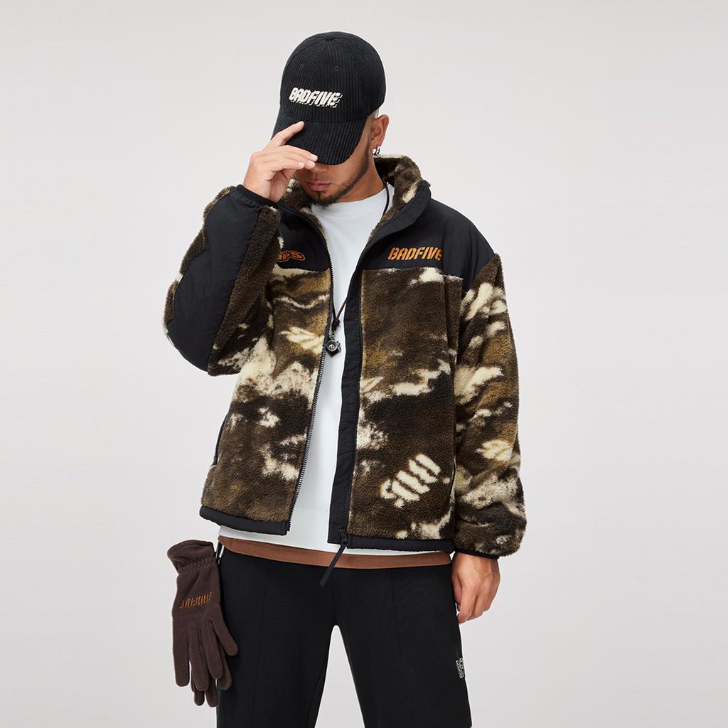 Li Ning Badfive Volná Pohodlná Teplá Prodyšná Bunda Pánská Bunda Maskáčová Černá AFDU507-3