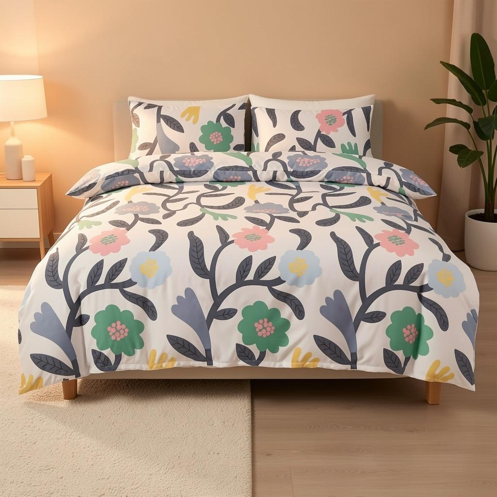 Fresh Floral Duvet Cover Set Multi Size Quilt Cover Queen Size Bedroom Bedding Decoration Machine Washable Adult Boy Girl Bedroom