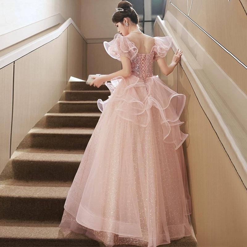 Art Test Evening Dress 1011 New Skirt Banquet Femininity Bar Mitzvah Pink Annual Meeting Host Evening Dress