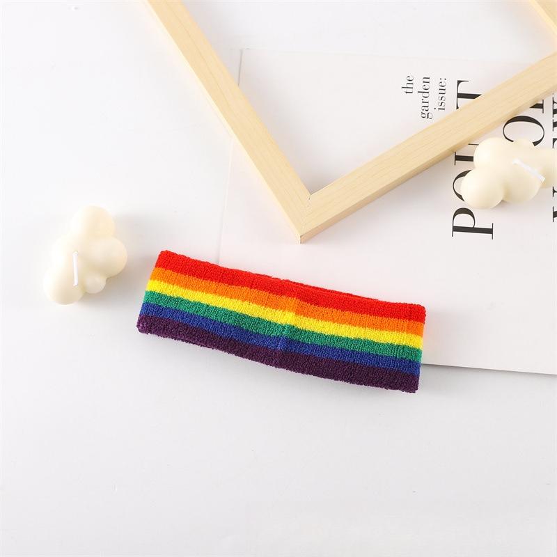Rainbow Pride Month Basketball Bracelet Hair Strap Sports Fitness Men's and Women's Cotton Towel Bottom Sweat Absorbing Headband