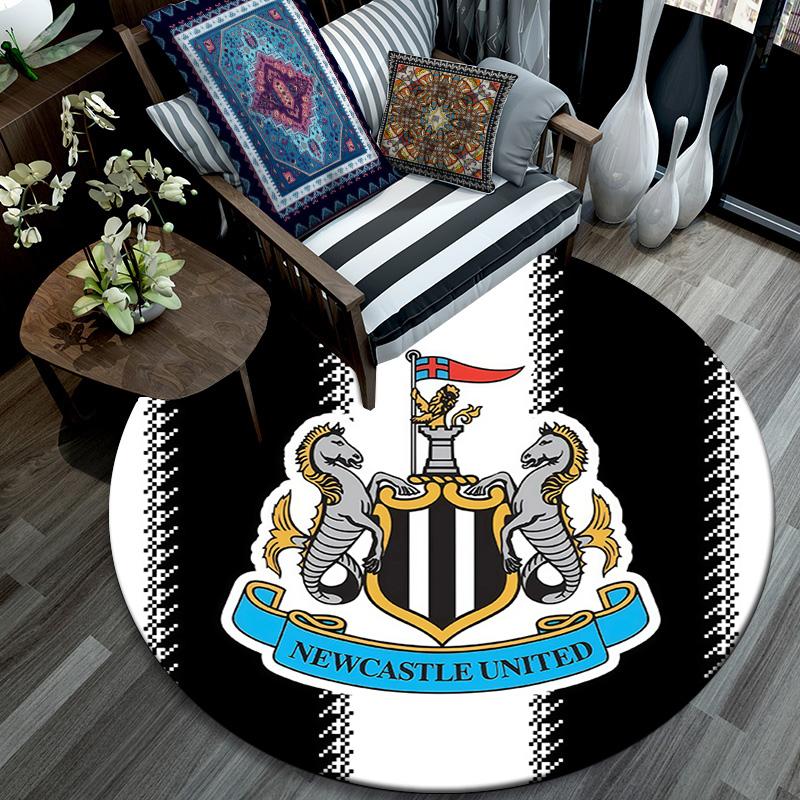 Newcastle United FC Round Area Rug,Carpet Rug for Living Room Bedroom Sofa Playroom Decor,Non-slip Floor Mat