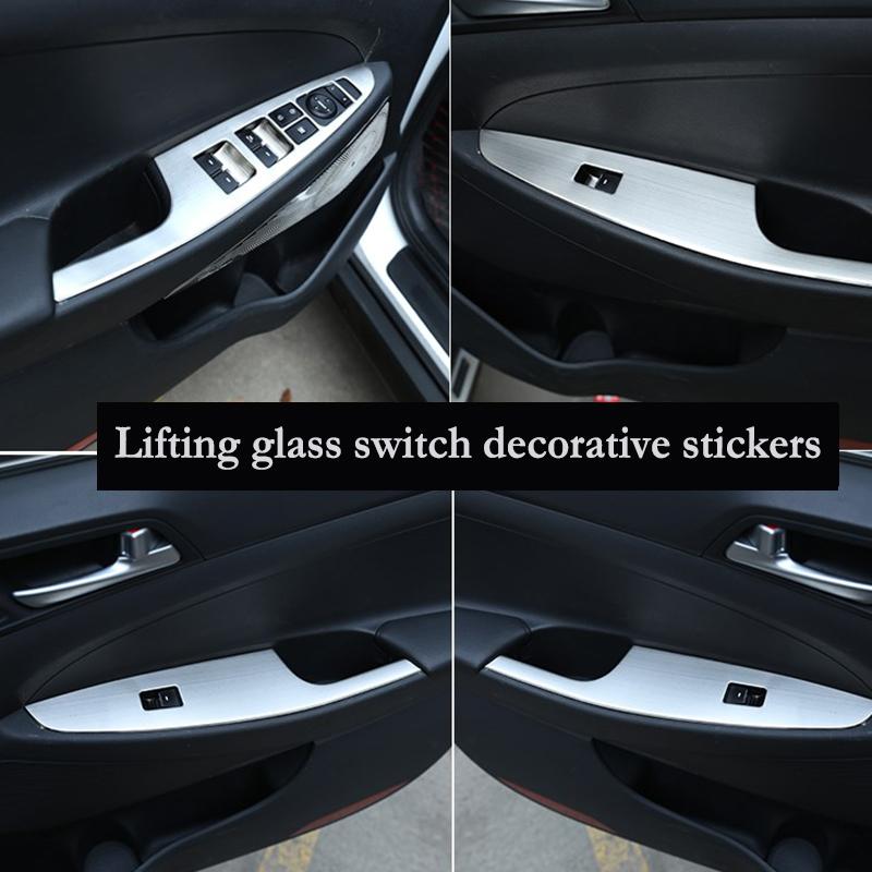 BOOMBLOCK 4pcs/Set Car Covers For Hyundai Tucson 2017 2016 2015 Window Lift Button Door Handle Panel Trim Stickers