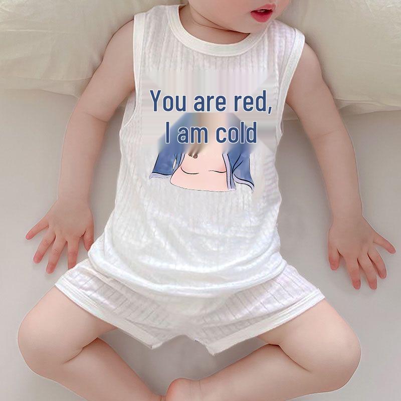 Kids  Pure Cotton Sleeveless Summer Set - Breathable Vest & Shorts 130