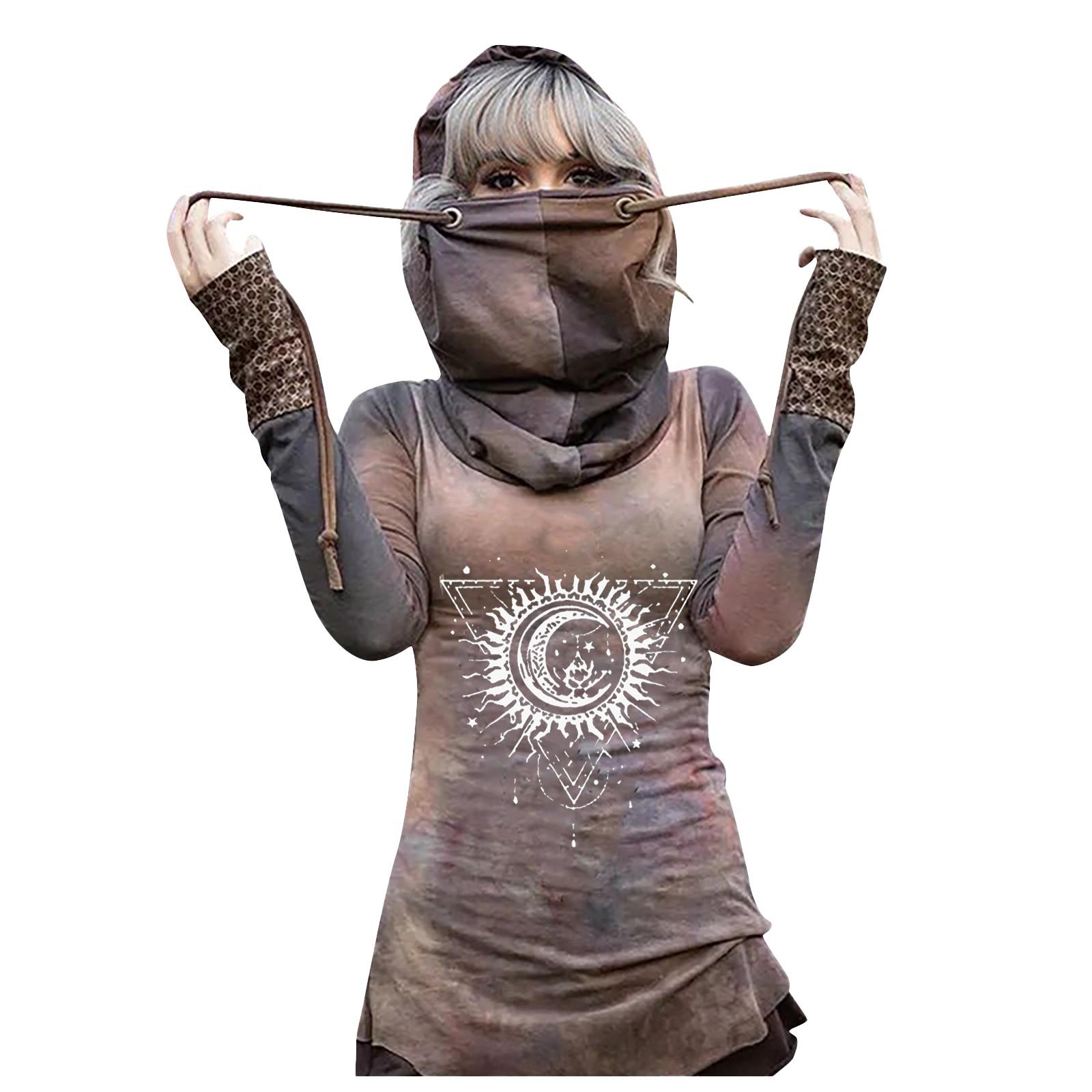 

Женский свитер с капюшоном и принтом, красочная повседневная рубашка с длинным рукавом и принтом