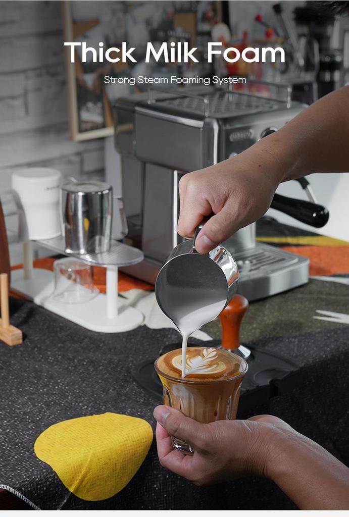 HiBREW H10A Halbautomatische Espressokaffeemaschine, 20 Bar, Kalt-/Heißkaffeemaschine, Temperatur Einstellbar, Milchaufschäumer
