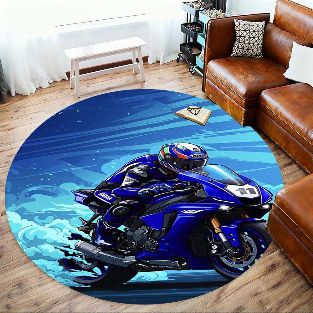 1PC Motorcycle Speed Racing Round Chair mat Area Rug - Non-Slip, Floor Mat for Office, Bedroom, home decor Christmas Gift c0528024