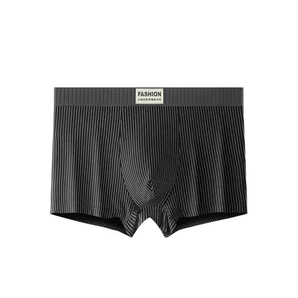 New Men's Pure Cotton Antibacterial Striped Boxer Briefs - Comfortable & Breathable