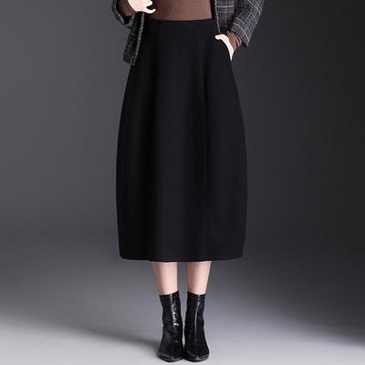 Elegant Korean Style Woolen Skirt: 2026 Winter Fashion, Elastic Waist, Slimming Bud, Mid-Length Design for Women