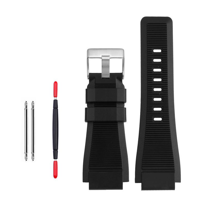 35-24mm konvexes Rindslederband Für Bell Ross B&R BR-01 BR-03 Herren Echtes Leder Uhrenarmband Silikonkautschuk Wasserdichtes Uhrenarmband